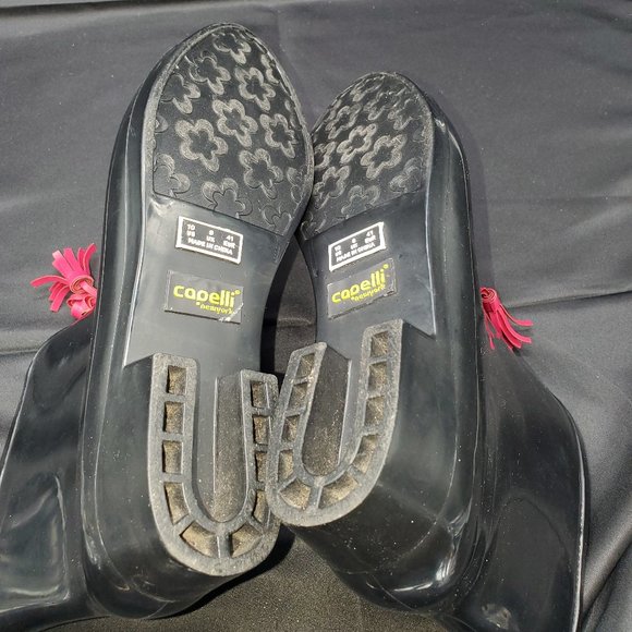 Capelli New York Black Flat Rain Boots Women's Pull On - Picture 5 of 5